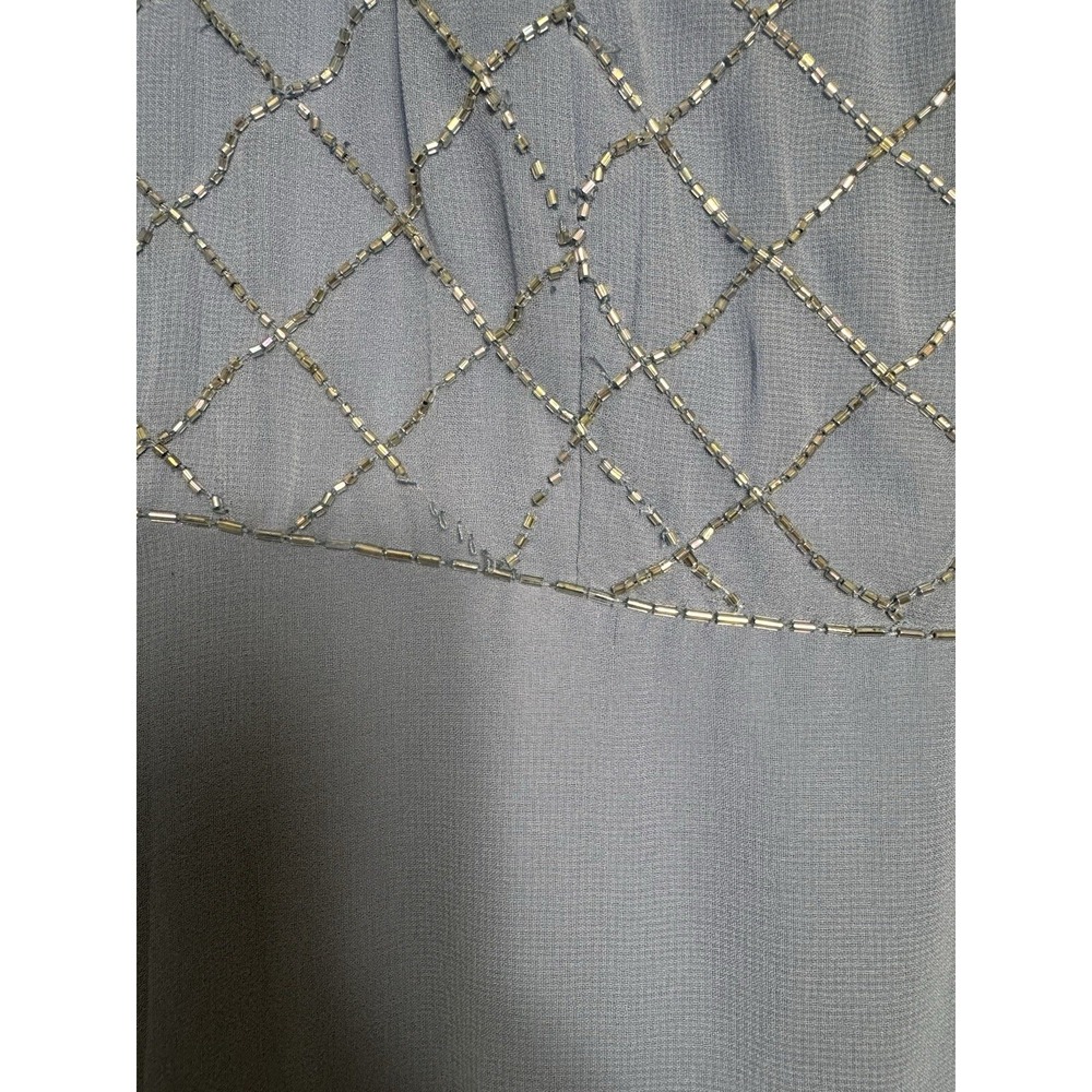 JS‎ Collections Lauren Gown 2 Steel Blue Beaded Flutter Sleeve Whimsigoth Fairy - Picture 2 of 11